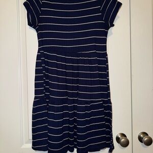 See You Monday Navy and White Striped Mini Dress